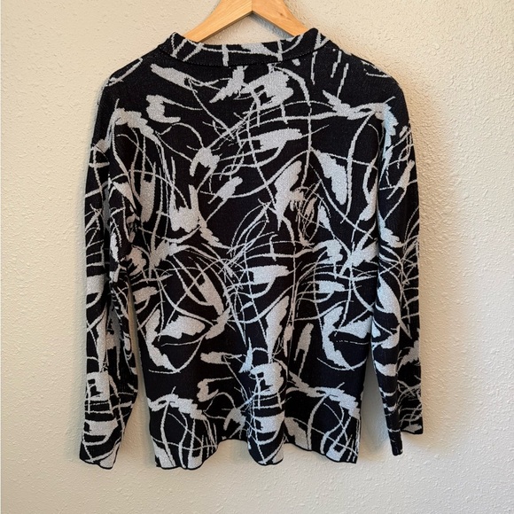 Joseph Ribkoff Metallic Jacquard Pullover Sweater Small Black - Picture 3 of 9